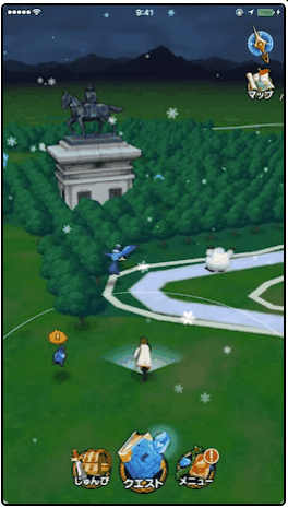 《勇者斗恶龙Walk》仍然沿袭了传统的AR手游玩法