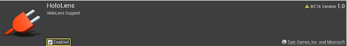 确保你已经启用了 HoloLens Plugin